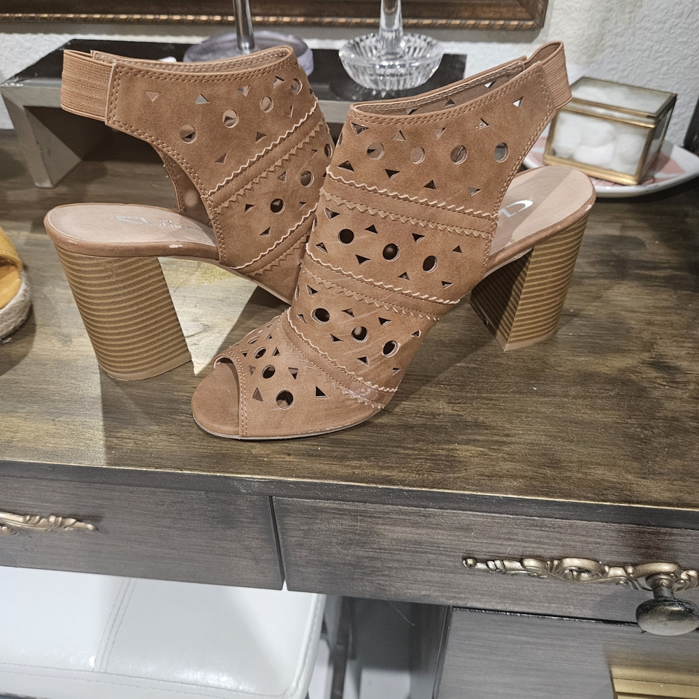 Brown Suede Women's Heeled Sandals